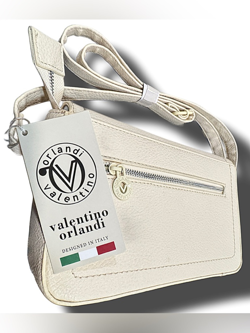 Valentino White Logo Leather Shoulder Bag - Picture 5 of 8